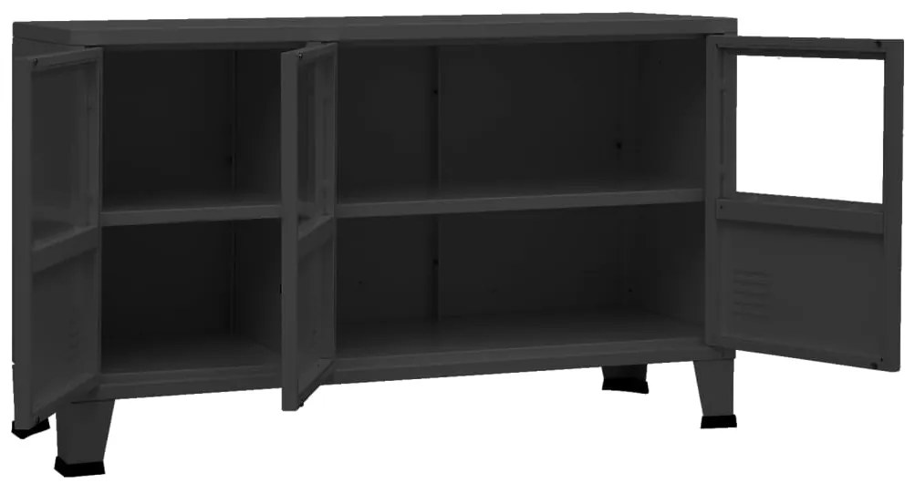 vidaXL Μπουφές Βιομηχανικό Στιλ Μαύρος 105x35x62 εκ. Μέταλλο / Γυαλί