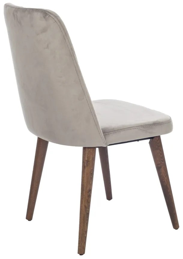 Artekko Lizbon Καρέκλα με Ξύλινο Καφέ Σκελετό και Γκρι Βελούδο (48x60x92)cm