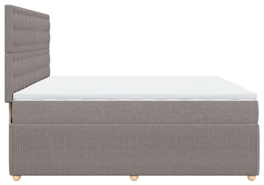 Κρεβάτι Boxspring με Στρώμα Taupe 200x200 εκ. Υφασμάτινο - Μπεζ-Γκρι