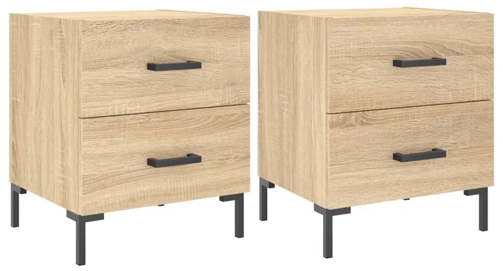 vidaXL Κομοδίνα 2 τεμ. Sonoma Δρυς 40 x 35 x 47,5 εκ. Επεξεργ. Ξύλο