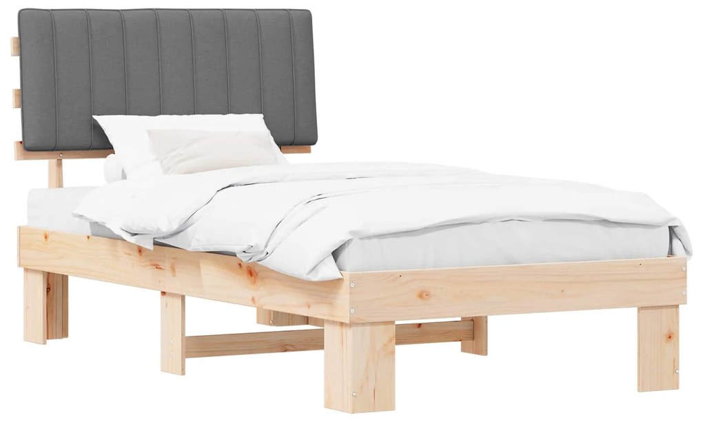 vidaXL Σκελετός Κρεβατιού με Επενδεδυμένο Κεφαλάρι Ανοιχτό γκρι