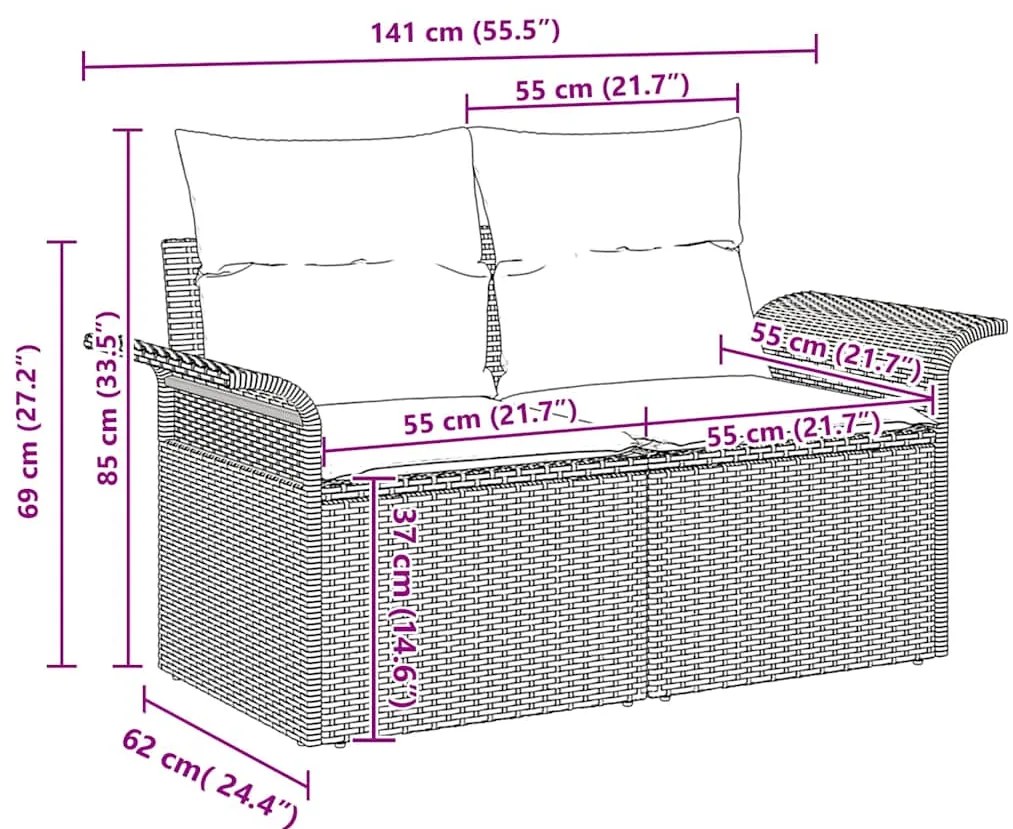 vidaXL Σετ Καναπέ Κήπου 11 pcs Μπεζ 100 x 55 x 73 εκ Πολυ ράταν
