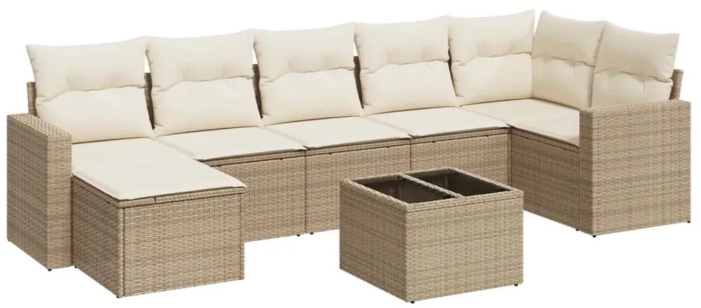 vidaXL Σαλόνι Κήπου Σετ 8 τεμ. Μπεζ Συνθετικό Ρατάν με Μαξιλάρια