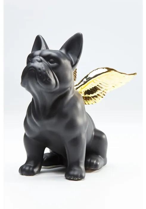 Διακοσμητικό Σκύλος Με Φτερά Μαύρο -Χρυσός Πέτρα 44692x21x22εκ - Μαύρο