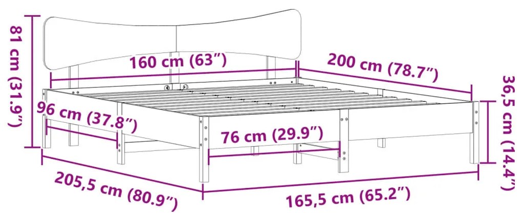 ΣΚΕΛΕΤΟΣ ΚΡΕΒΑΤΙΟΥ ΧΩΡΙΣ ΣΤΡΩΜΑ 160X200 ΕΚ ΜΑΣΙΦ ΞΥΛΟ ΠΕΥΚΟΥ 3328226