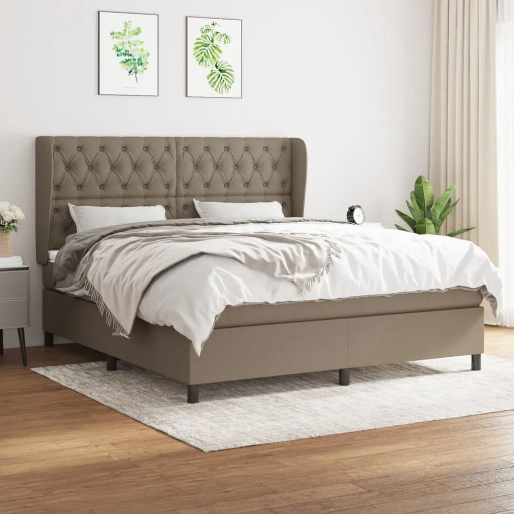 Κρεβάτι Boxspring με Στρώμα Taupe 160x200 εκ. Υφασμάτινο