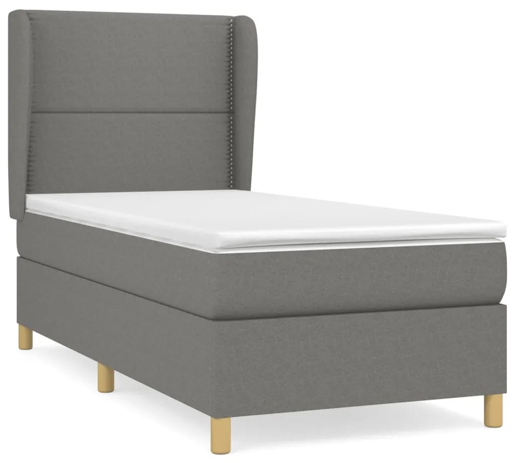 ΚΡΕΒΑΤΙ BOXSPRING ΜΕ ΣΤΡΩΜΑ ΣΚΟΥΡΟ ΓΚΡΙ 100X200 ΕΚ. ΥΦΑΣΜΑΤΙΝΟ 3128422