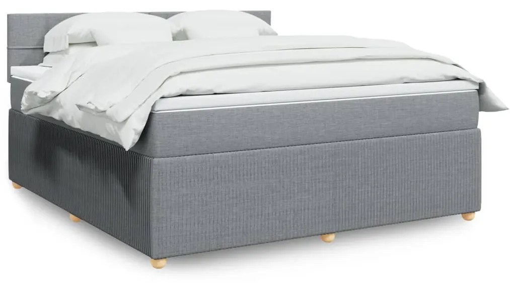 vidaXL Κρεβάτι Boxspring με Στρώμα Ανοιχτό Γκρι 180x200 εκ. Υφασμάτινο