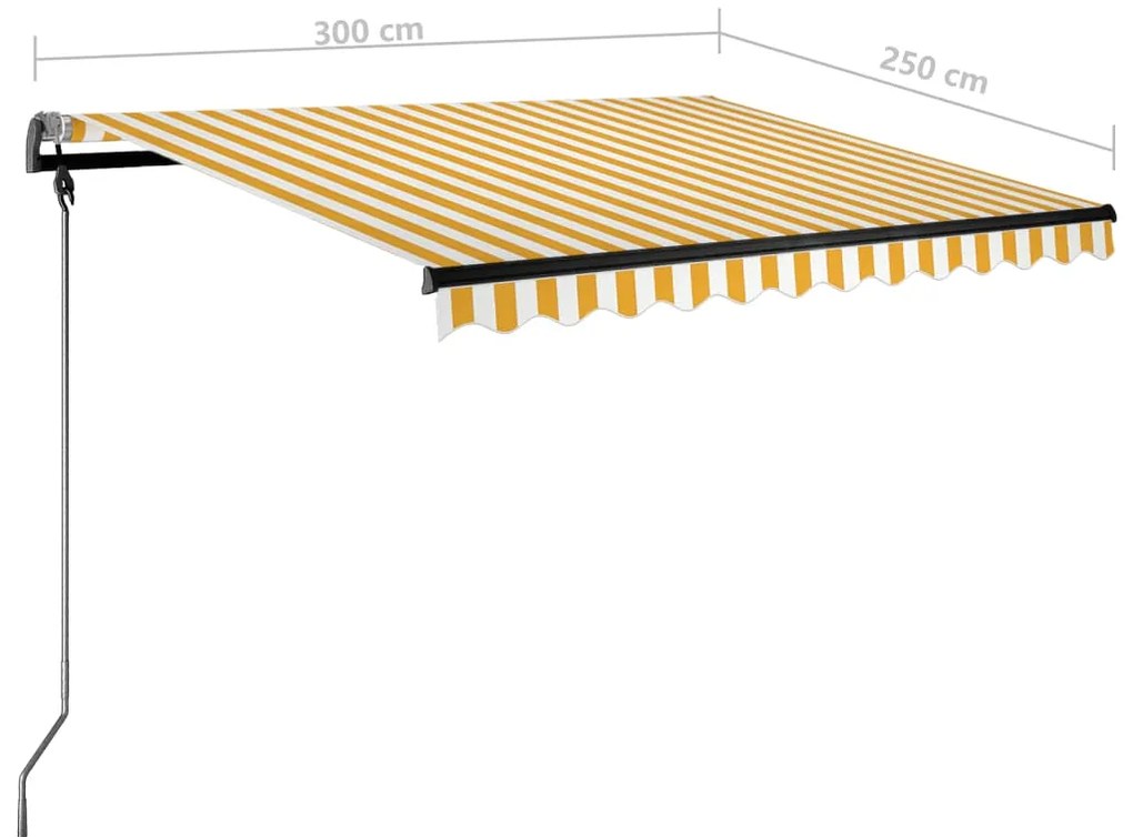Τέντα Αυτόματη Ανεξάρτητη Κίτρινο / Λευκό 300x250 εκ. - Κίτρινο