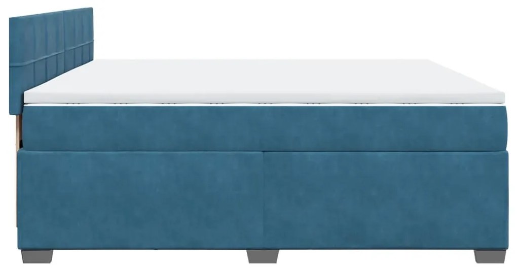 Κρεβάτι Boxspring με Στρώμα Μπλε 200x200 εκ. Βελούδινο - Μπλε