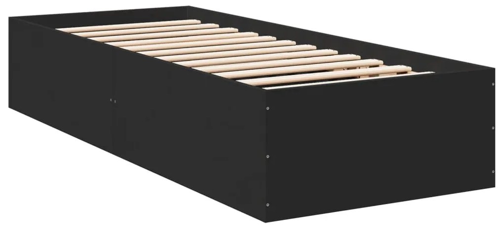 vidaXL Πλαίσιο Κρεβατιού Μαύρο 75 x 190 εκ. από Επεξεργασμένο Ξύλο