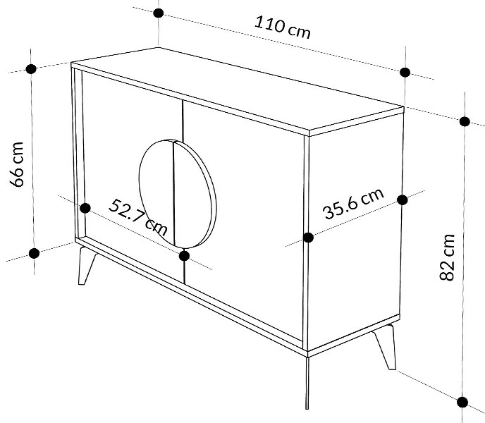 Μπουφές μελαμίνης Gora Megapap χρώμα ανοιχτό καφέ 110x35,6x82εκ. - GP037-0082,2 - GP037-0082,2