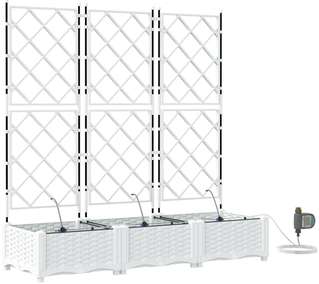 vidaXL Γλάστρες Κήπου 1 τεμ Καφασωτό Λευκό 120 x 40 x 126 cm Πλαστικό