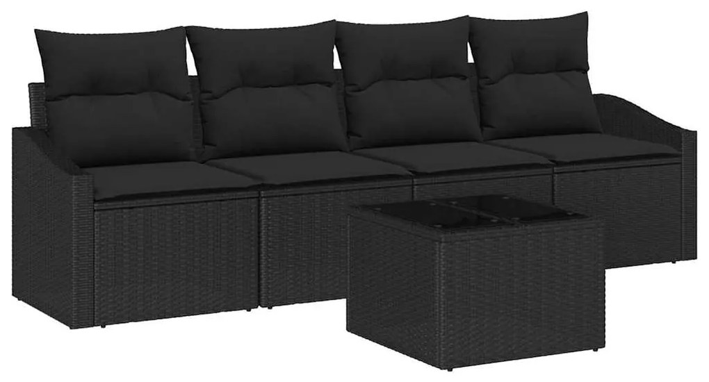 vidaXL Σετ Καναπέ Κήπου με μαξιλάρι 5 pcs Μαύρο 55 x 55 x 37 εκ