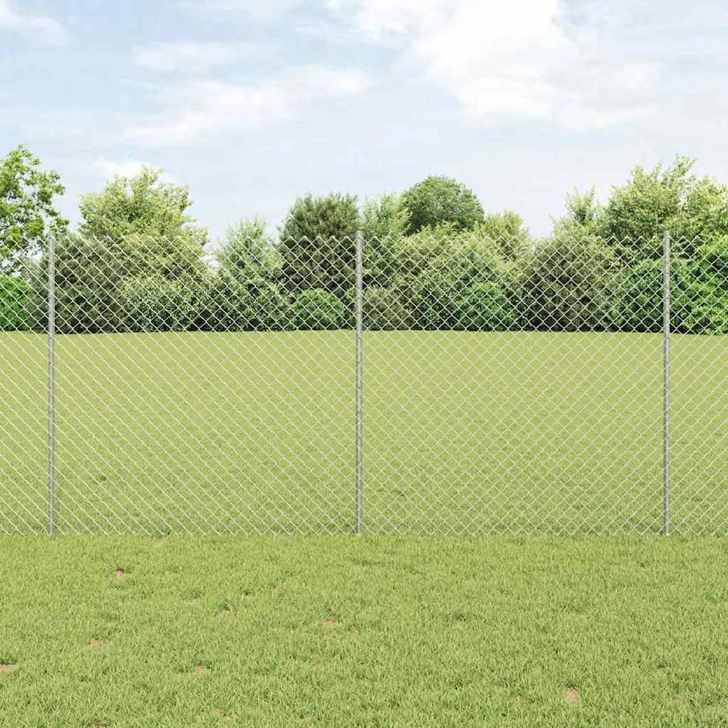 vidaXL Φράχτης με Στήλες. Ασημί 1.2 x 10 m Ατσάλι