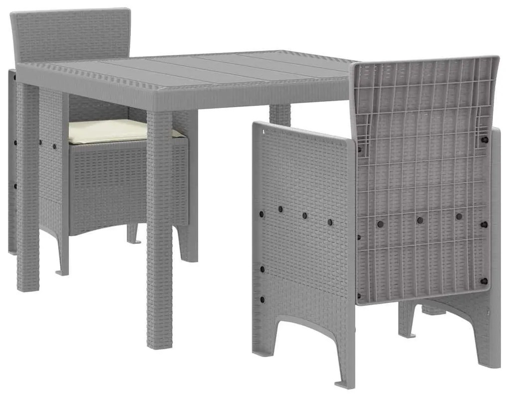 vidaXL Σέτ φαγητού για κήπο 3 pcs Ανοιχτό γκρι Rattan Polt