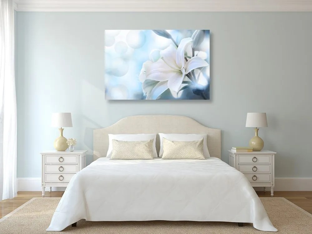 Εικόνα λευκό λουλούδι κρίνου σε αφηρημένο φόντο - 120x80