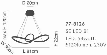 Γραμμικό Φωτιστικό SE LED 81 MALBERA PENDANT CHROME Β5 - 51W - 100W - 77-8126