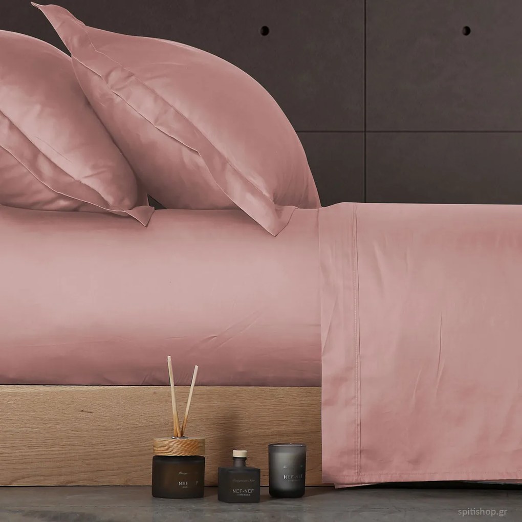 Σεντόνι King Size Με Λάστιχο (180x200+35) Nef-Nef Homeware Elements Ροζ