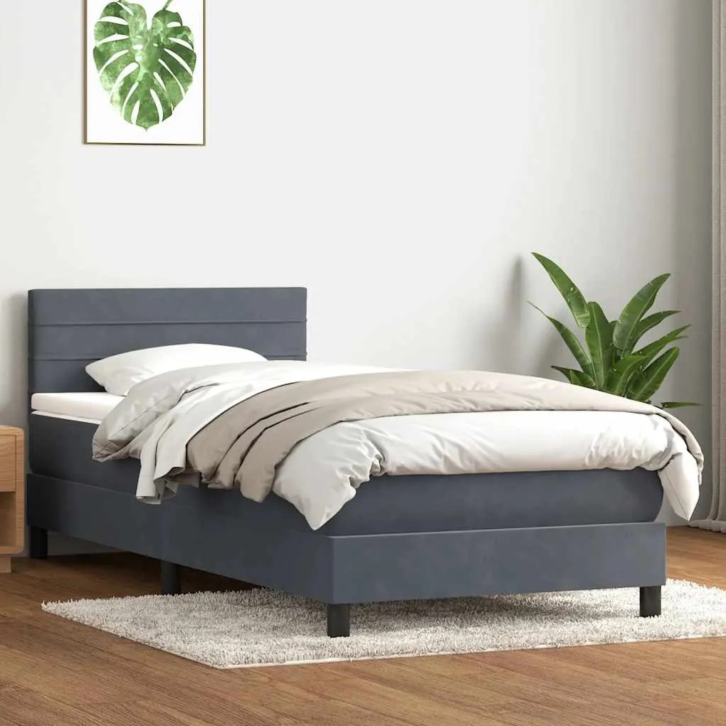 ΚΡΕΒΑΤΙ BOXSPRING ΜΕ ΣΤΡΩΜΑ ΣΚΟΥΡΟ ΓΚΡΙ 80X220 ΕΚ. ΒΕΛΟΥΔΙΝΟ 3317002