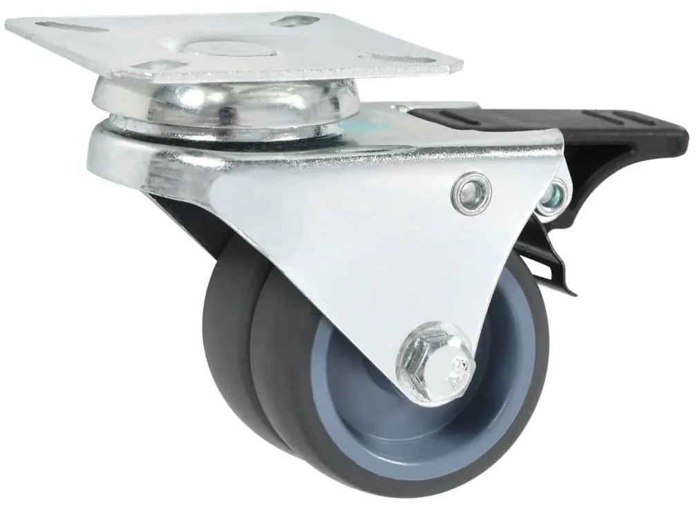 vidaXL Ρόδες Περιστρεφόμενες Διπλές με Διπλό Φρένο 4 τεμ. 50 χιλ.