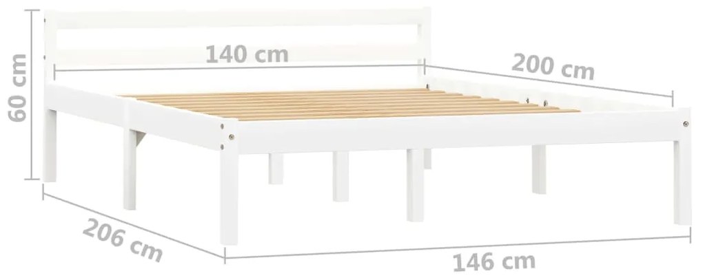 ΠΛΑΙΣΙΟ ΚΡΕΒΑΤΙΟΥ ΛΕΥΚΟ 140 X 200 ΕΚ. ΑΠΟ ΜΑΣΙΦ ΞΥΛΟ ΠΕΥΚΟΥ 283187