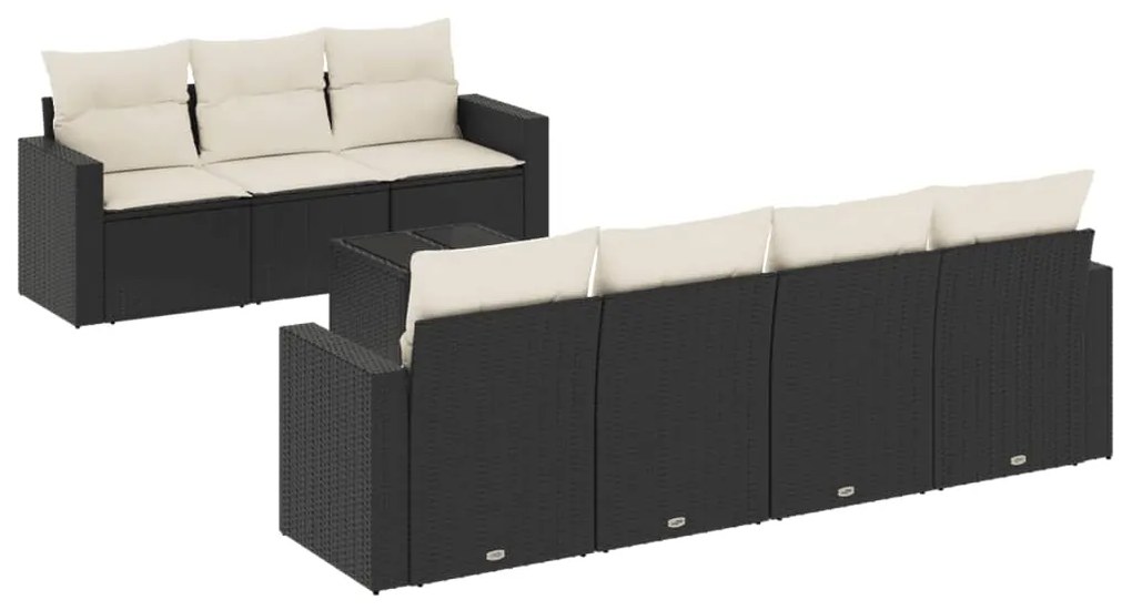 vidaXL Σαλόνι Κήπου 8 Τεμαχίων Μαύρο από Συνθετικό Ρατάν με Μαξιλάρια