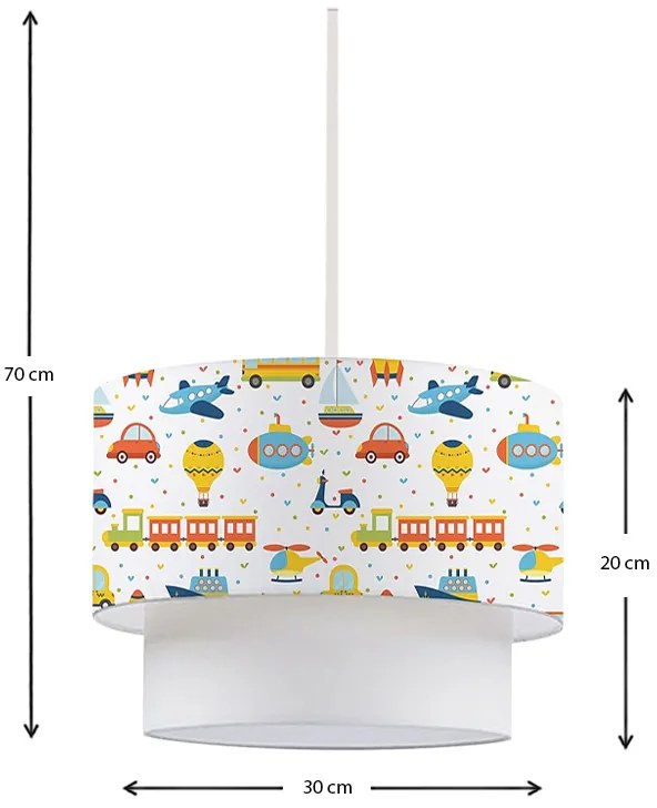 Φωτιστικό οροφής Goofy Megapap υφασμάτινο μονόφωτο με χαριτωμένα οχήματα 30x20x70εκ.
