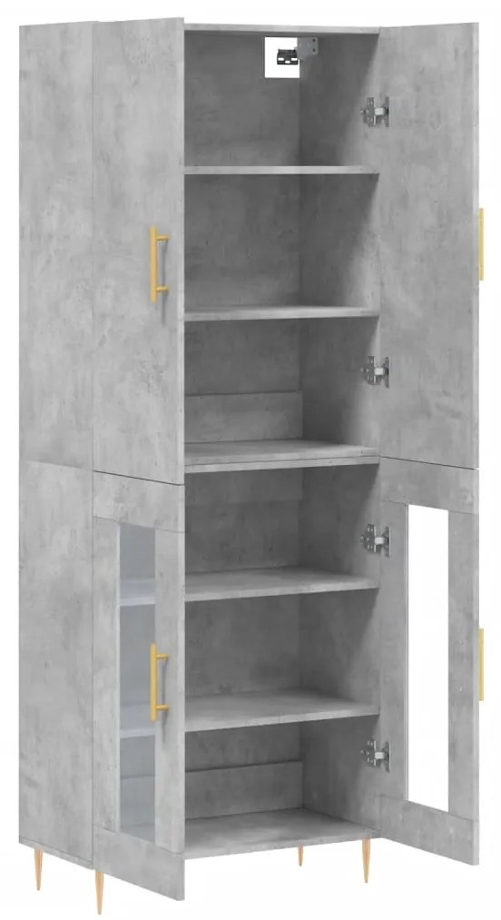 vidaXL Ντουλάπι Γκρι Σκυροδέματος 69,5x34x180 εκ. Επεξεργασμένο Ξύλο