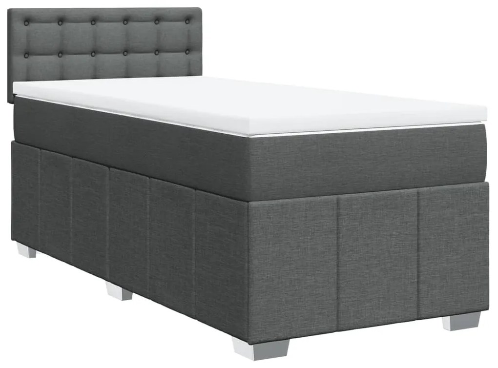 vidaXL Κρεβάτι Boxspring με Στρώμα Σκούρο Γκρι 80x200 εκ. Υφασμάτινο