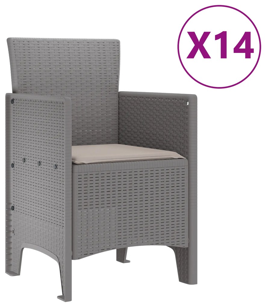 vidaXL Σετ Τραπεζαρίας Κήπου 15 pcs Ανοιχτό γκρι Large