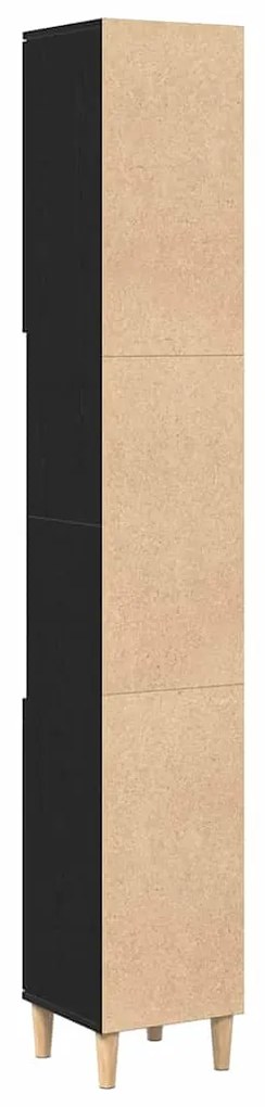 vidaXL Ντουλάπι Μπάνιου Μαύρη Οξυά 30 x 30 x 190 εκ Επεξεργασμένο ξύλο