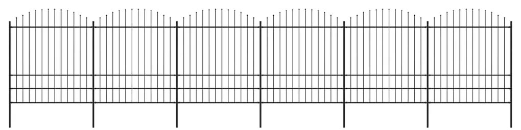 vidaXL Κάγκελα Περίφραξης με Λόγχες Μαύρα (1,75-2) x 10,2 μ. Ατσάλινα