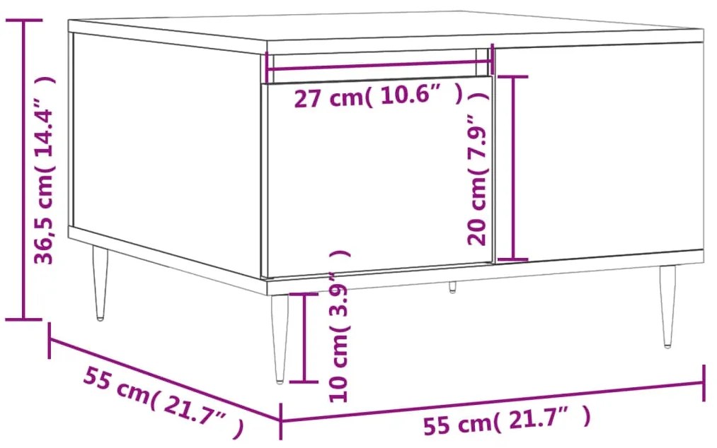 Τραπεζάκι Σαλονιού Λευκό 55x55x36,5 εκ. από Επεξεργασμένο Ξύλο - Λευκό