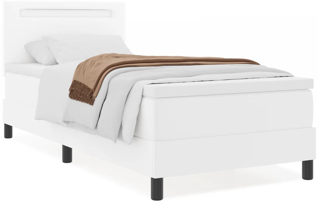 vidaXL Κρεβάτι με Στρώμα σε Λευκό, 90 x 200 εκ, Ψεύτικο Δέρμα.