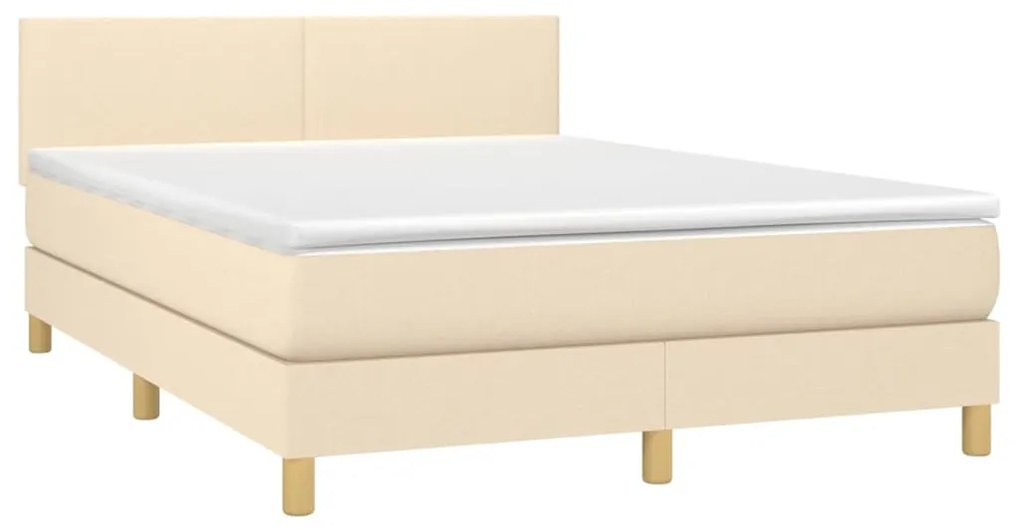 vidaXL Κρεβάτι Boxspring με Στρώμα Κρεμ 140x200 εκ. Υφασμάτινο