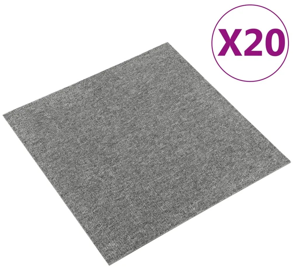 vidaXL Μοκέτα Πλακάκι 20 τεμ. Γκρι 5 μ² 50x50 εκ.