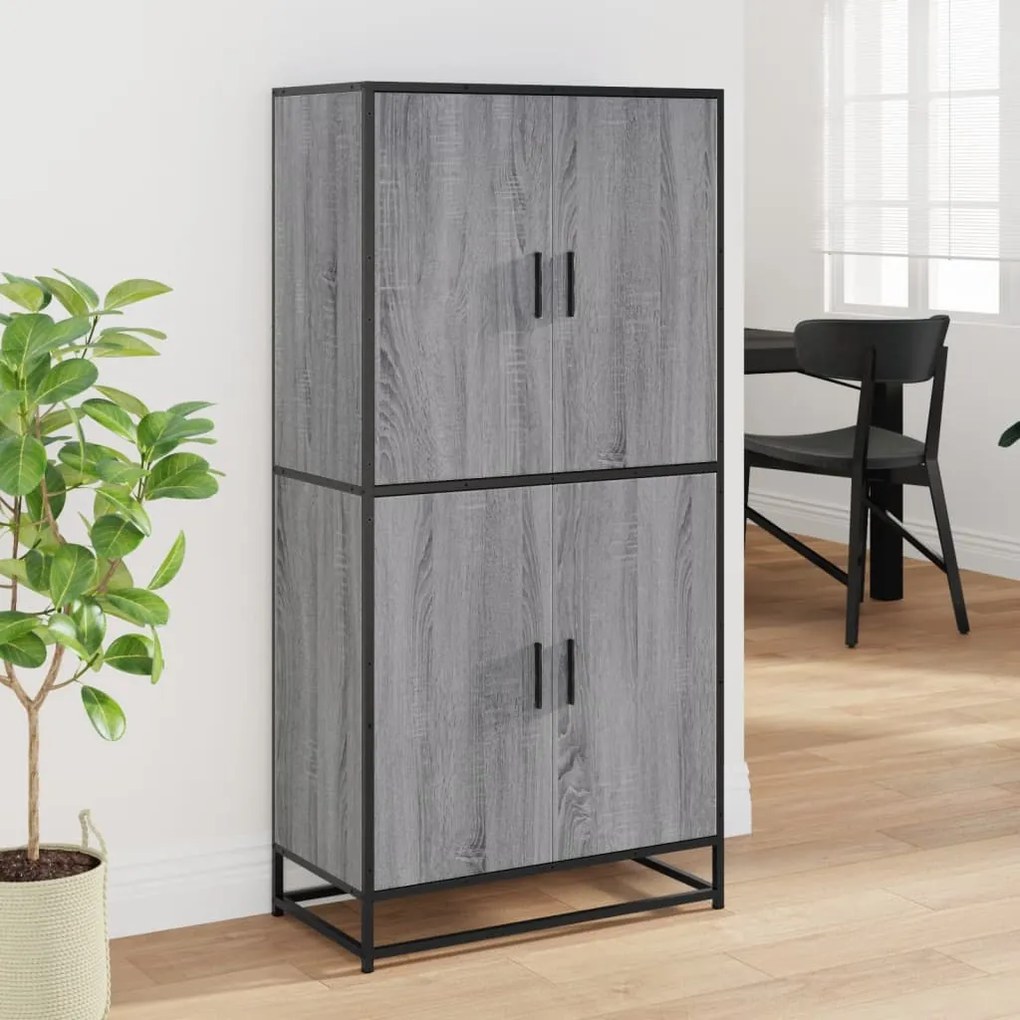 vidaXL Highboard Γκρι Sonoma 68x35x139 cm Ξύλινο μηχανουργικό ξύλο