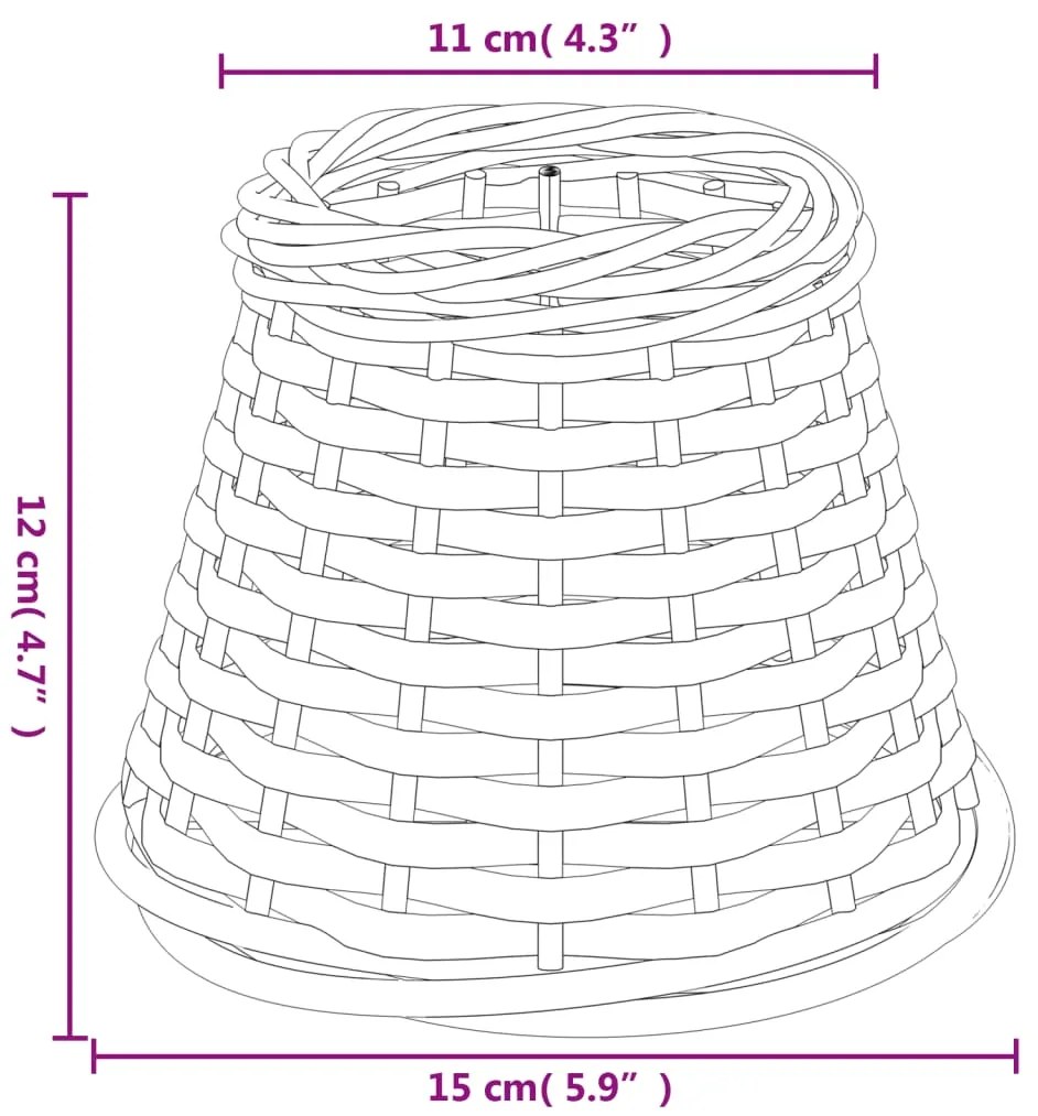 vidaXL Καπέλο Φωτιστικού Λευκό Ø15x12 εκ. από Wicker