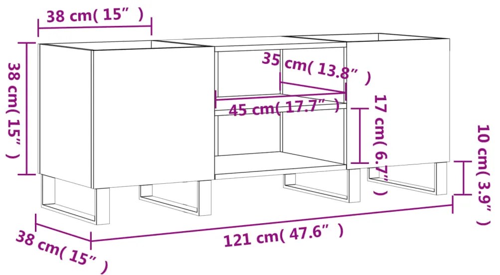 Δισκοθήκη Γκρι Sonoma 121 x 38 x 48 εκ. από Επεξεργασμένο Ξύλο - Γκρι