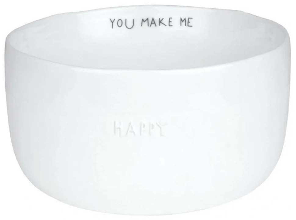 Μπωλ Δημητριακών You Make Me Happy LBTRD0016526 Φ13,5x7,5cm White Raeder Porcelain,Glass