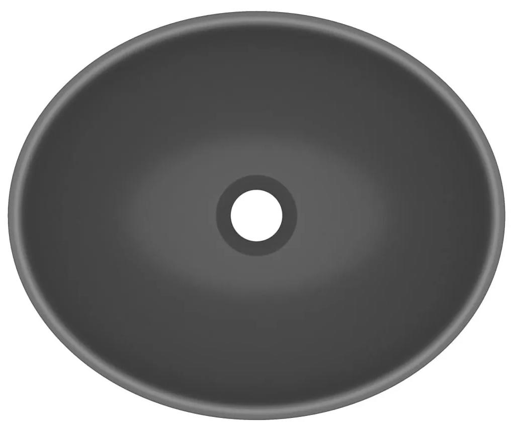 Νιπτήρας Πολυτελής Οβάλ Σκούρο Γκρι Ματ 40 x 33 εκ. Κεραμικός - Γκρι