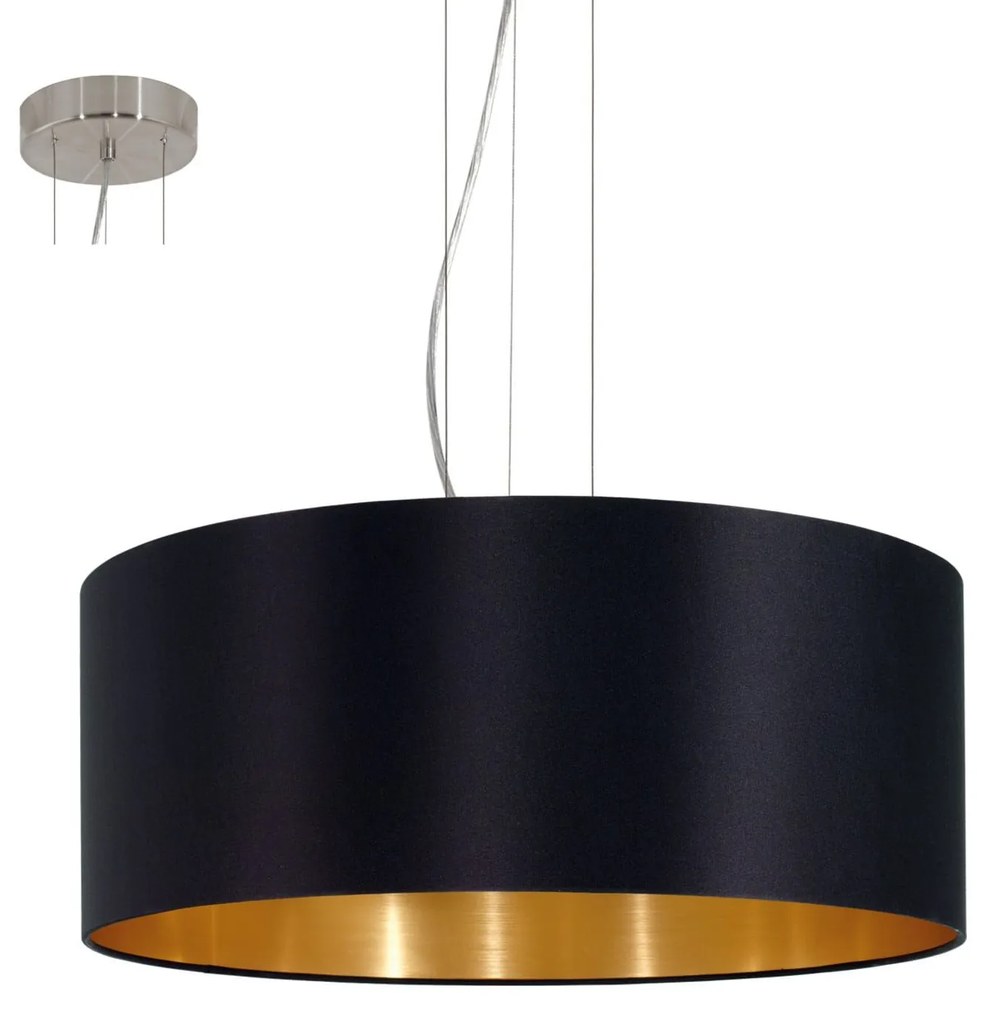 Φωτιστικό Οροφής Maserlo 31605 Black Eglo Metal, Fabric