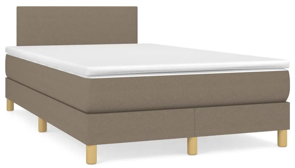 Κρεβάτι Boxspring με Στρώμα Taupe 120x200 εκ. Υφασμάτινο - Μπεζ-Γκρι