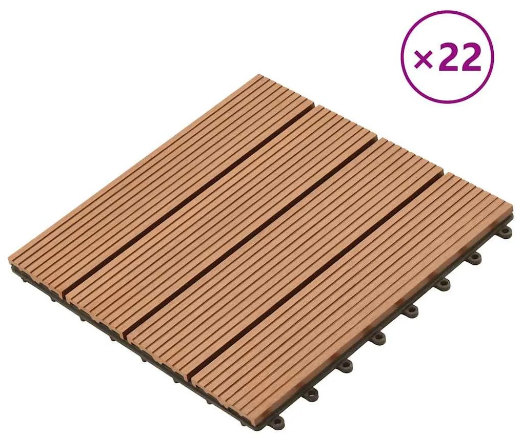 vidaXL Πλακάκια Deck 22 τεμ. Καφέ 30 x 30 εκ. 2 μ² από WPC