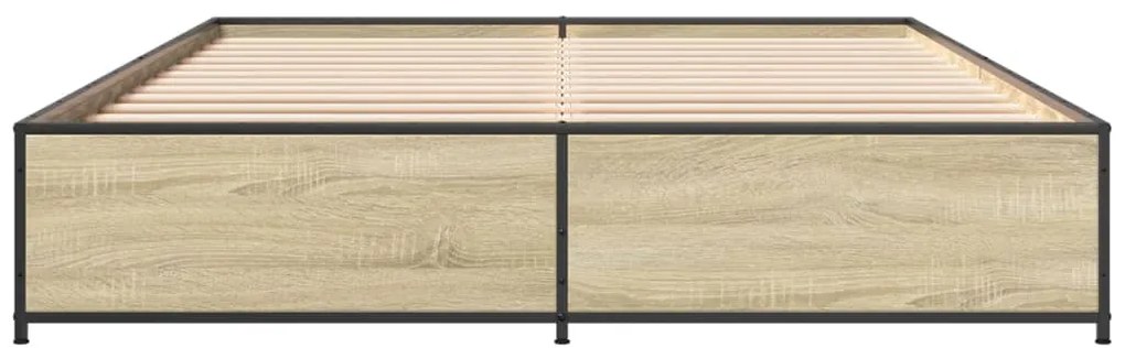vidaXL Πλαίσιο Κρεβατιού Sonoma Δρυς 140x200 εκ. Επεξ. Ξύλο &amp; Μέταλλο