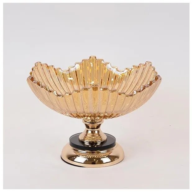 Τουρτιέρα Μεταλλική Με Γυαλί Χρυσό 29x18cm 754-11022 Estheti-754-11022-Χρυσό 754-11022