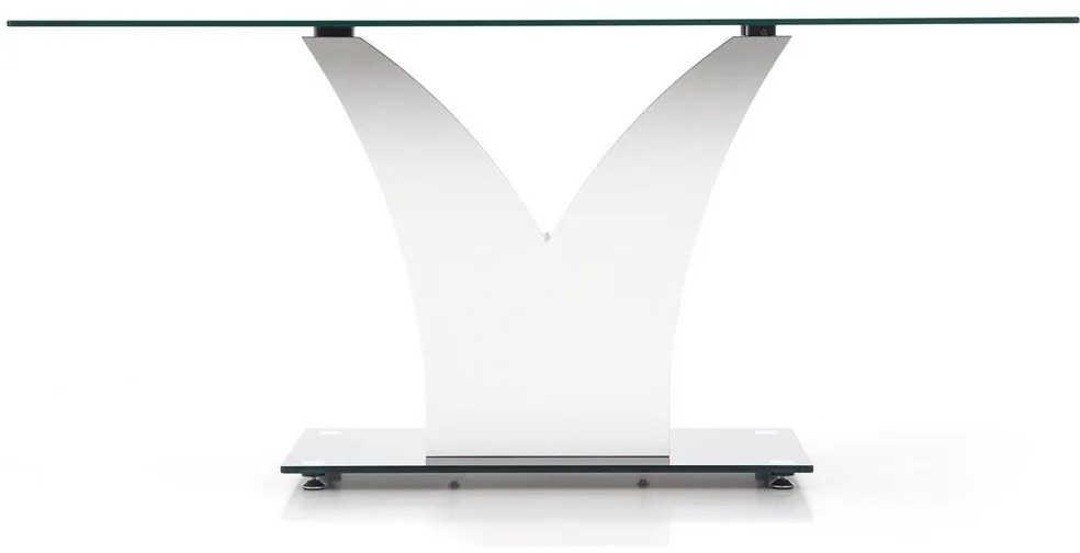 Τραπέζι Houston 125, Γυαλιστερό λευκό, Μαύρο, 76x90x160cm, 55 kg, Επεξεργασμένο γυαλί, Ινοσανίδες μέσης πυκνότητας | Epipla1.gr