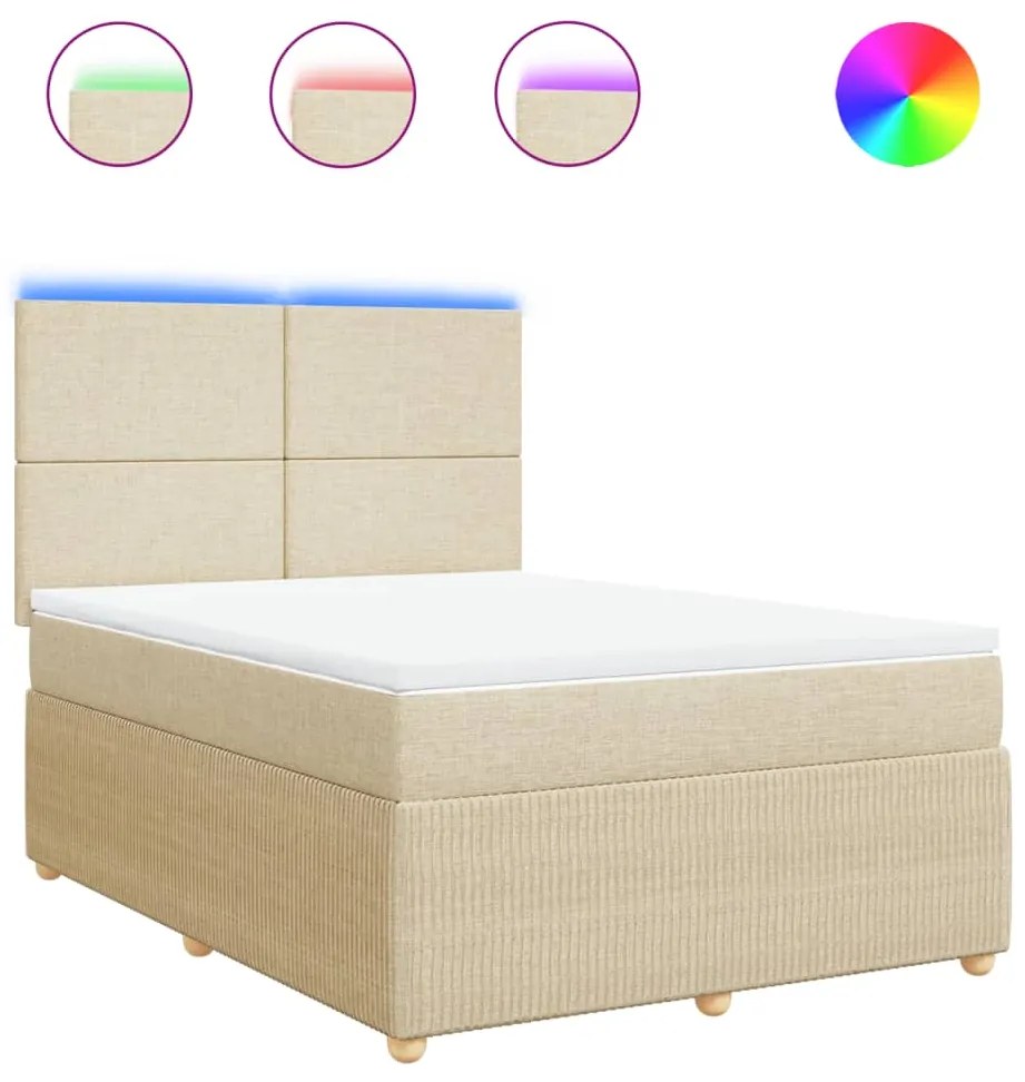 ΚΡΕΒΑΤΙ BOXSPRING ΜΕ ΣΤΡΩΜΑ ΚΡΕΜ 160X200 ΕΚ. ΥΦΑΣΜΑΤΙΝΟ 3294405