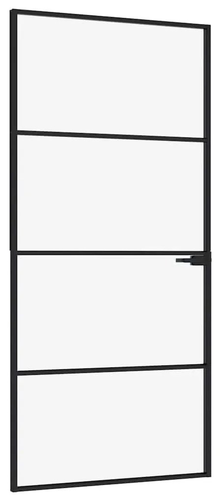 vidaXL Εσωτερική Πόρτα 93x201,5 εκ. Ψημένο Γυαλί και Λεπτό Αλουμίνιο